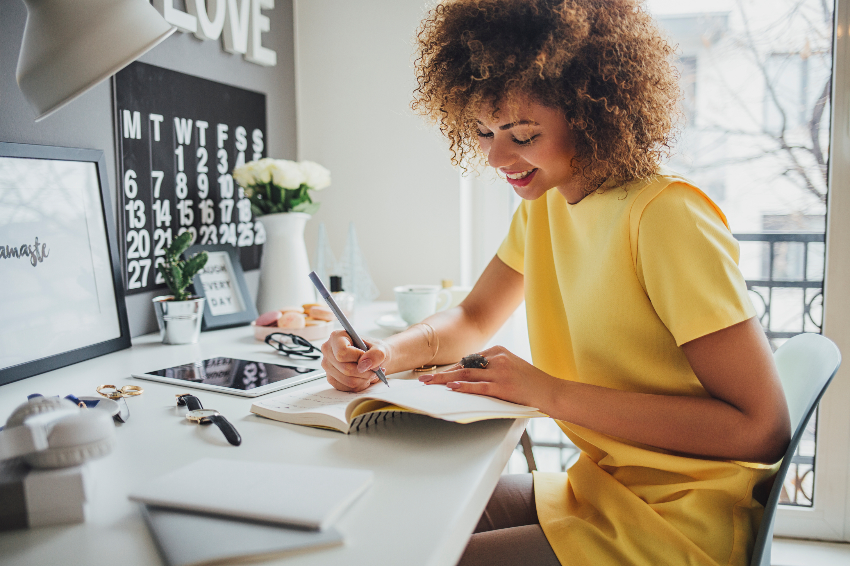 First time buyer surrounded by boxes